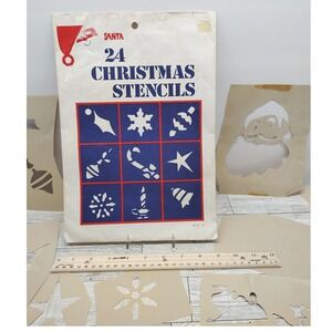 Vintage Christmas Stencils • Santa Snowflake Ornament Angel‎ • Retro Holidaycore